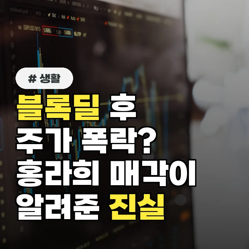 블록딜 후 주가 폭락? 홍라희 삼성전자 매각이 알려준 의외의 진실