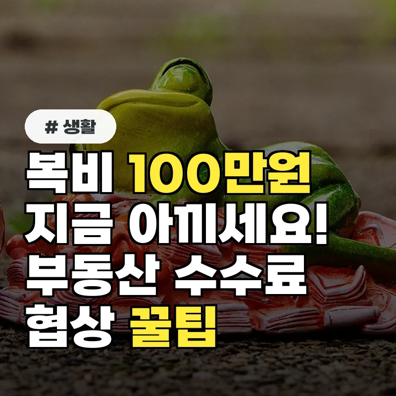100만 원 아끼세요! 복비 초과 지불 막는 부동산 중개 수수료 협상 꿀팁